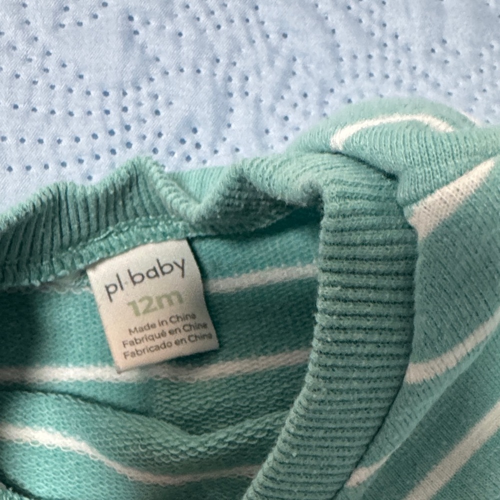 Ralph Lauren Green and Navy Kids Fleece Joggers - Striped Waistband - Picture 7 of 8
